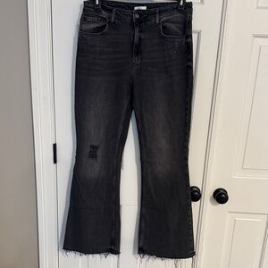 Women’s Black Distressed Flare Jeans